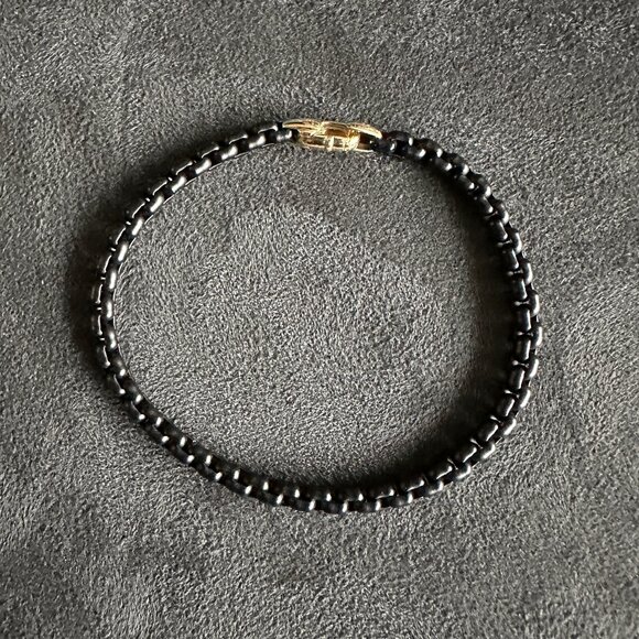 David Yurman Bel Aire Box Chain Bracelet w/ 14K Yellow Gold - Black - 7.25" - Picture 8 of 11